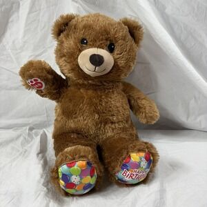BABW Build A Bear Workshop Birthday Bear 2021 Cute Cuddly Soft 16" Balloons Paws